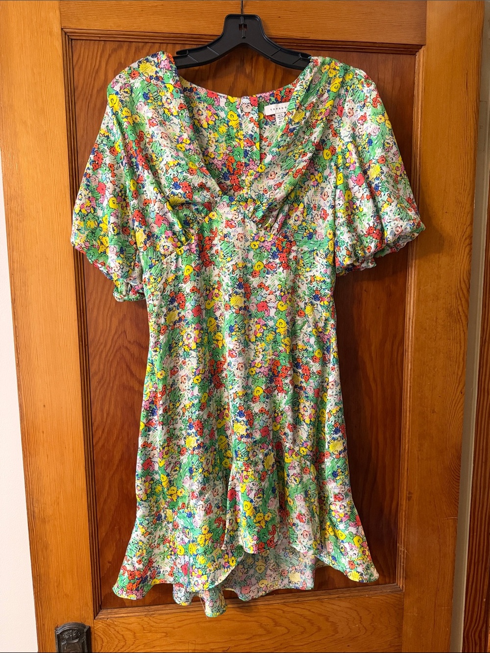 Topshop Floral Silk Short-Sleeve Dress